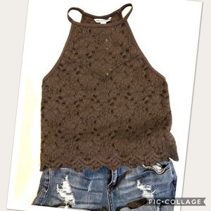 American Eagle lace cut out back tank